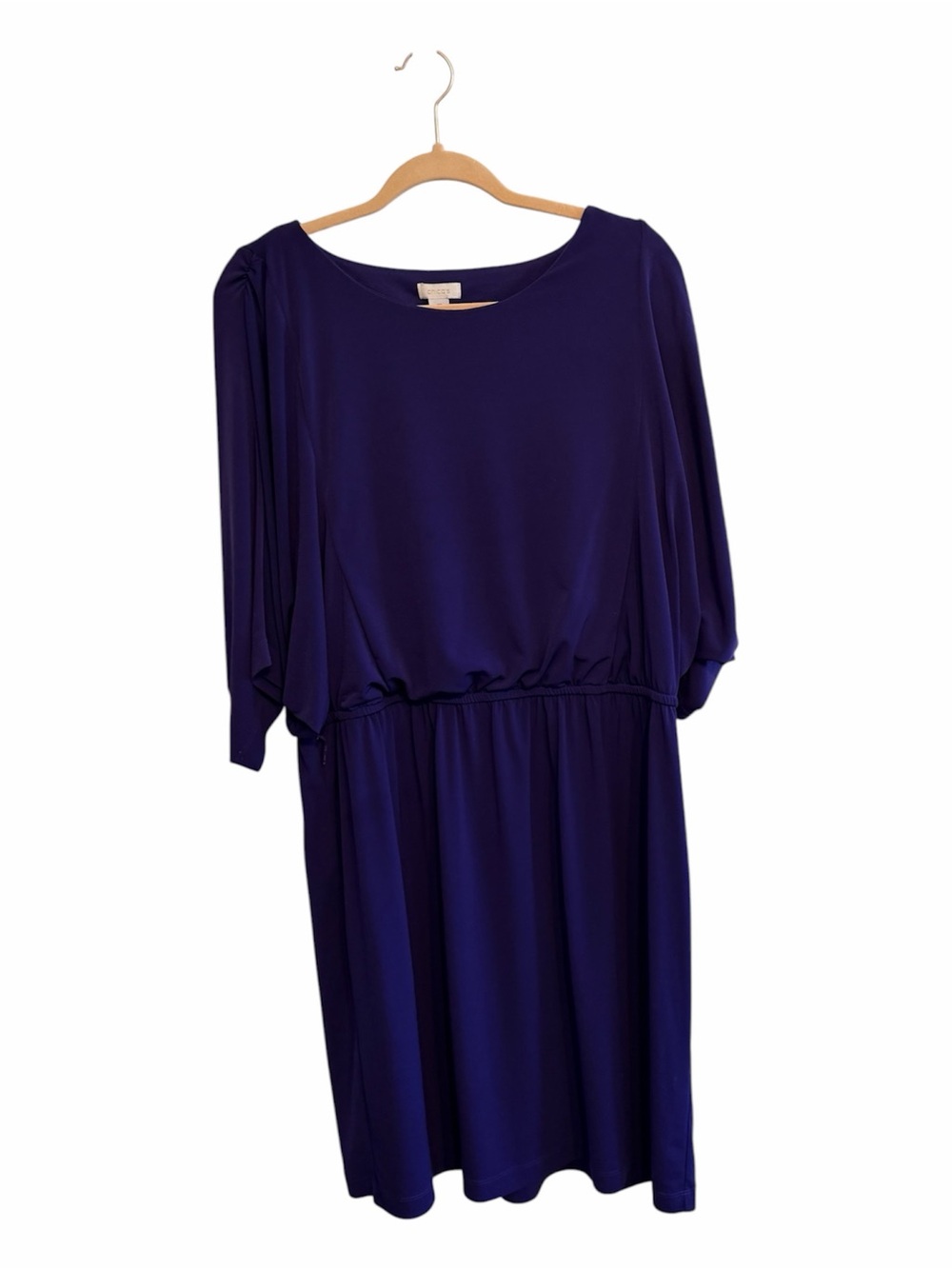 Chico's Deep purple Blouson Waist Long Sleeve Dress